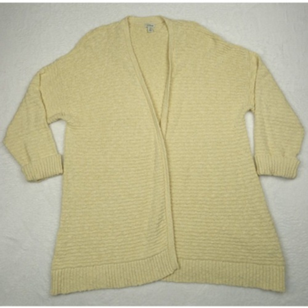 LL Bean Sweater Womens Size 2X Beige Open Front Chunky Knit Cardigan Comfort